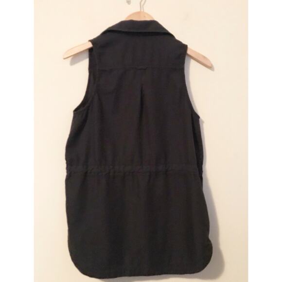 Free People Too Far black Sleeveless Utility Long Tunic Vest Top oversized XS - Picture 6 of 11